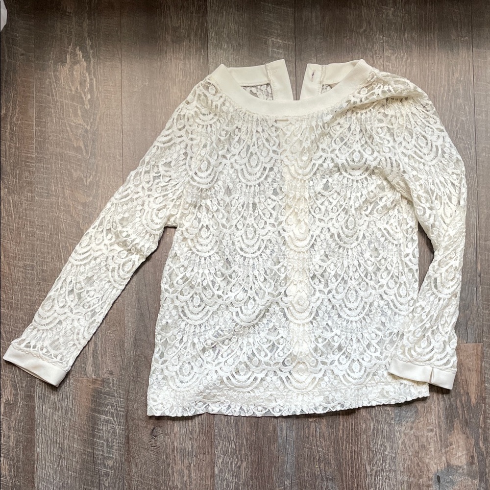 Banana Republic Cream Lace Detail Top